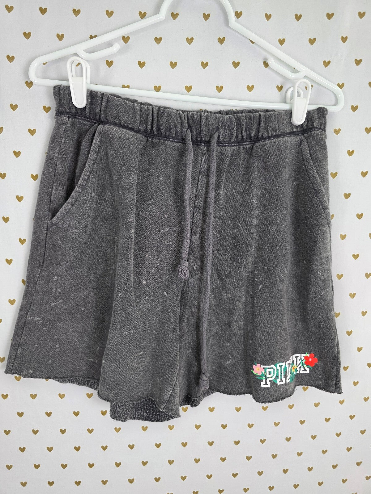 Victorias Secret PINK Hibiscus Vintage Hawaiian Tee shirt Sweat Shorts SET SMALL