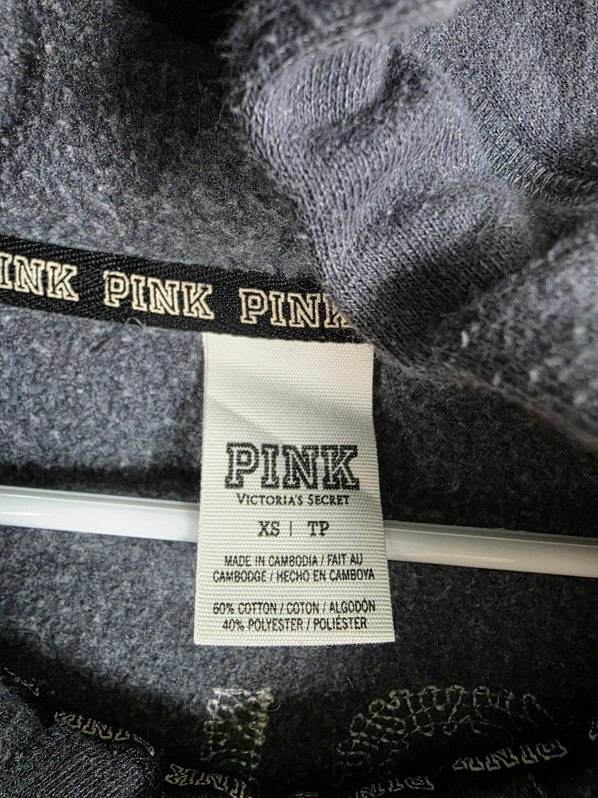 Victorias Secret Pink Vintage Y2k Gradient Bling Logo Hoodie Jacket XS Grey