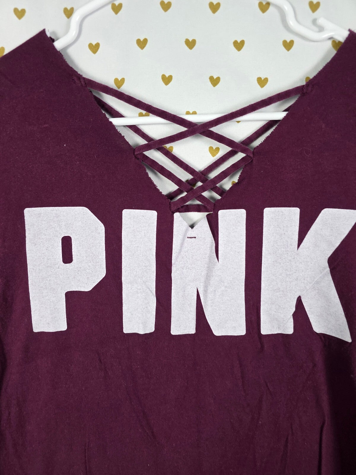 Victorias Secret PINK Maroon Strappy Tee shirt Dress Small Logo