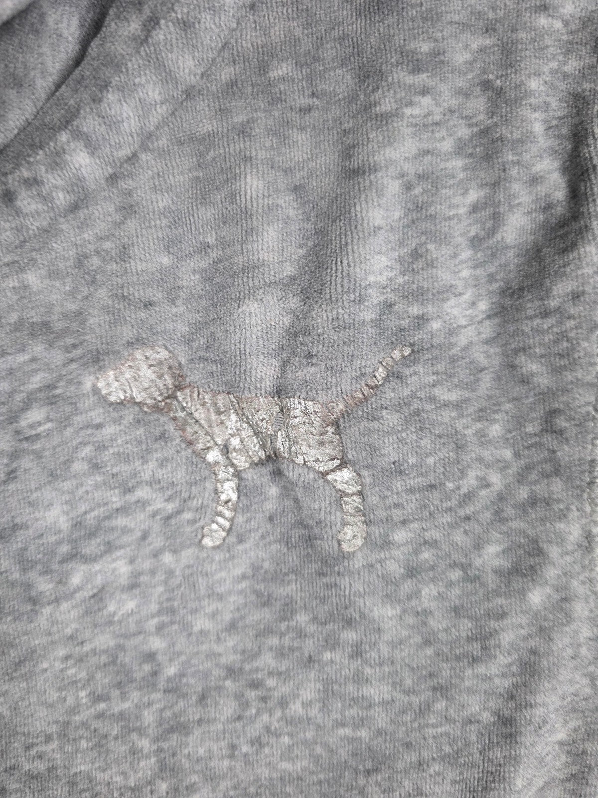 Victorias Secret Pink VELOUR Logo Hoodie Jacket Grey Vintage Y2k Medium