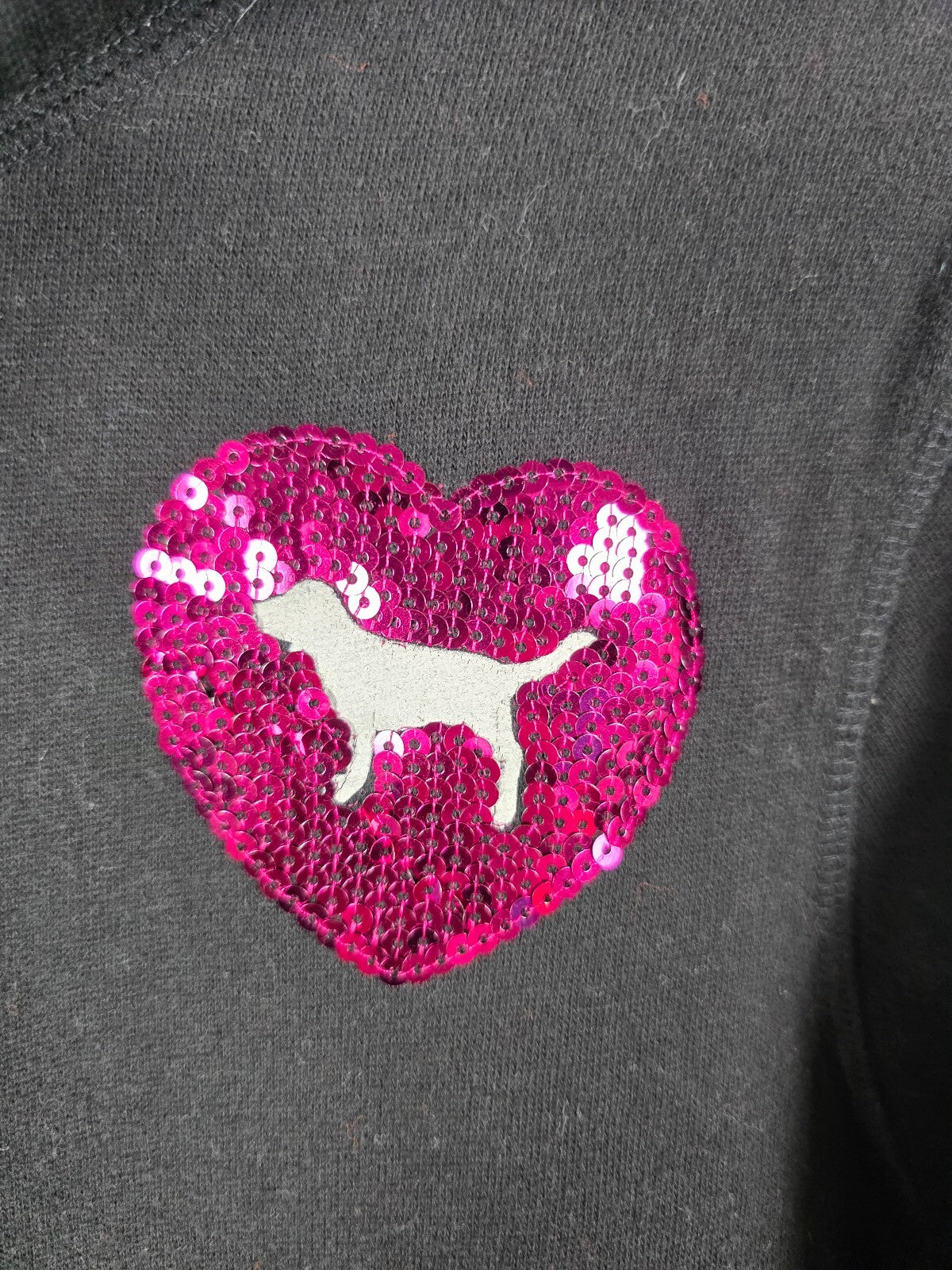 Victorias Secret Pink Bling Heart Logo Full Zip Vintage Y2k Hoodie Jacket Large