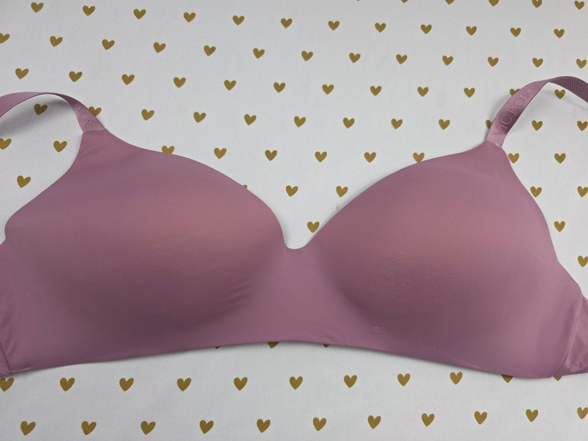 Victorias Secret Logo Strap Rose T Shirt Lightly Lined Wireless Bra 38D