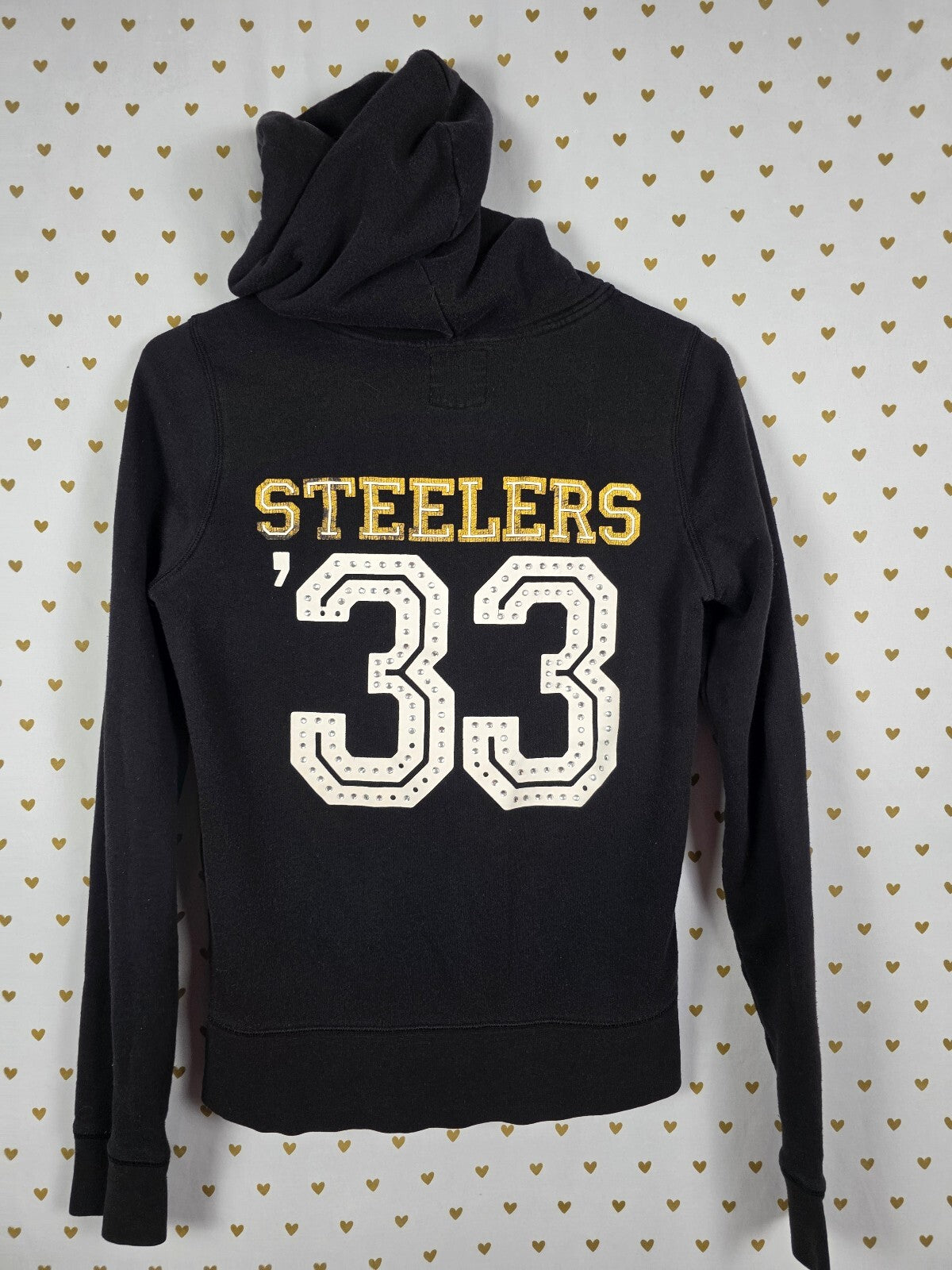 Victoria's Secret PINK Steelers 33 BLING Rhinestone Zip Hoodie Small NFL