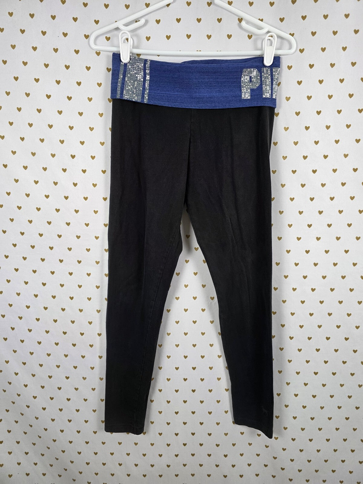 Victorias Secret PINK Vintage Bling Y2k Foldover Yoga Pants Ankle Skinny Small
