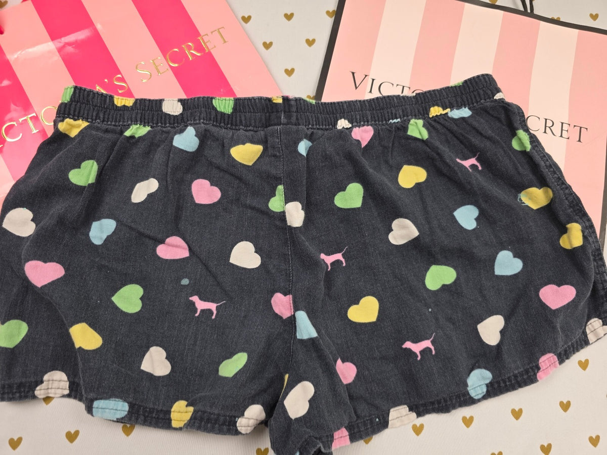Victorias Secret PINK Hearts vintage Med Sleep Shorts Boxers Pajama Bottoms