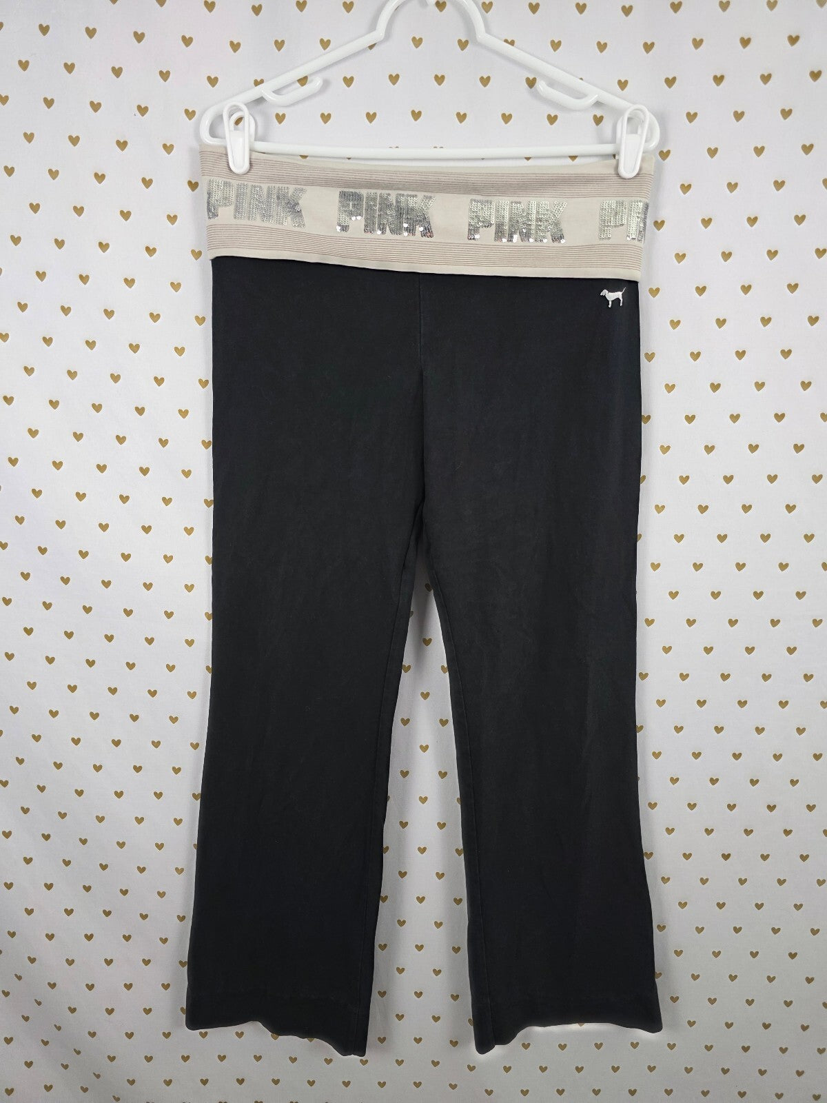 Victorias Secret PINK bling foldover flare yoga pants y2k Large