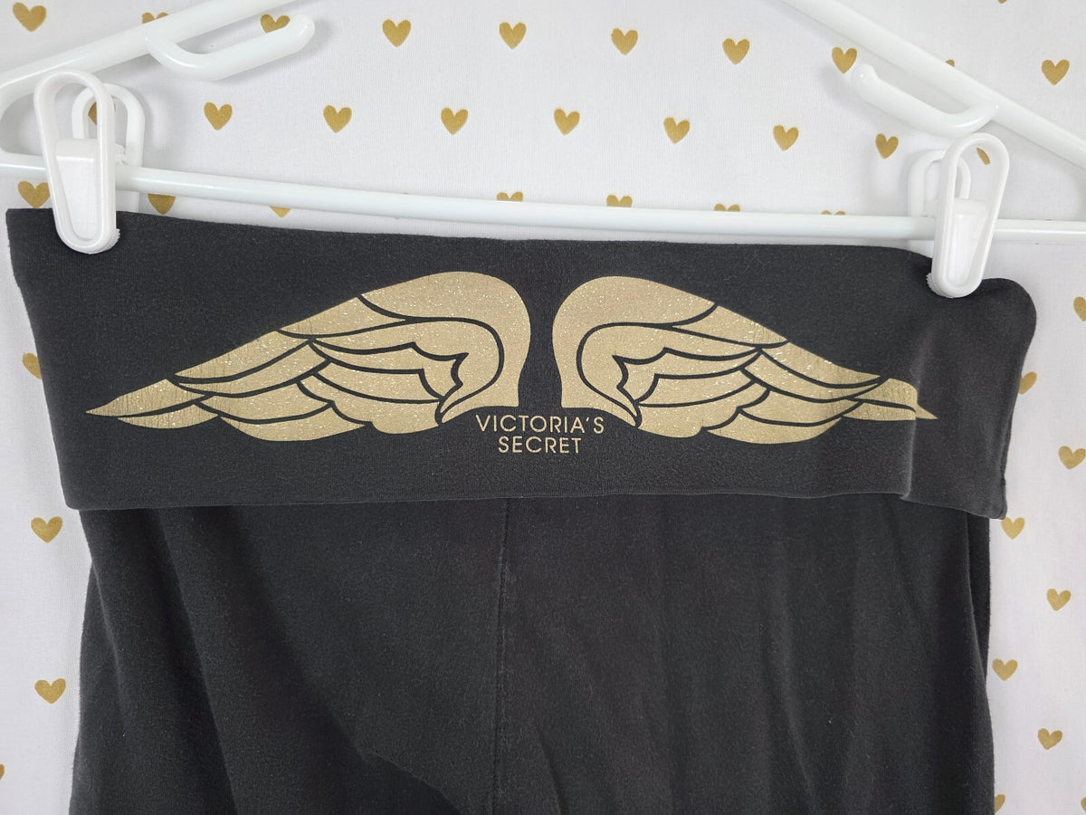 Victorias Secret Angels Gold Bling Wings Foldover Yoga Pants Small regular