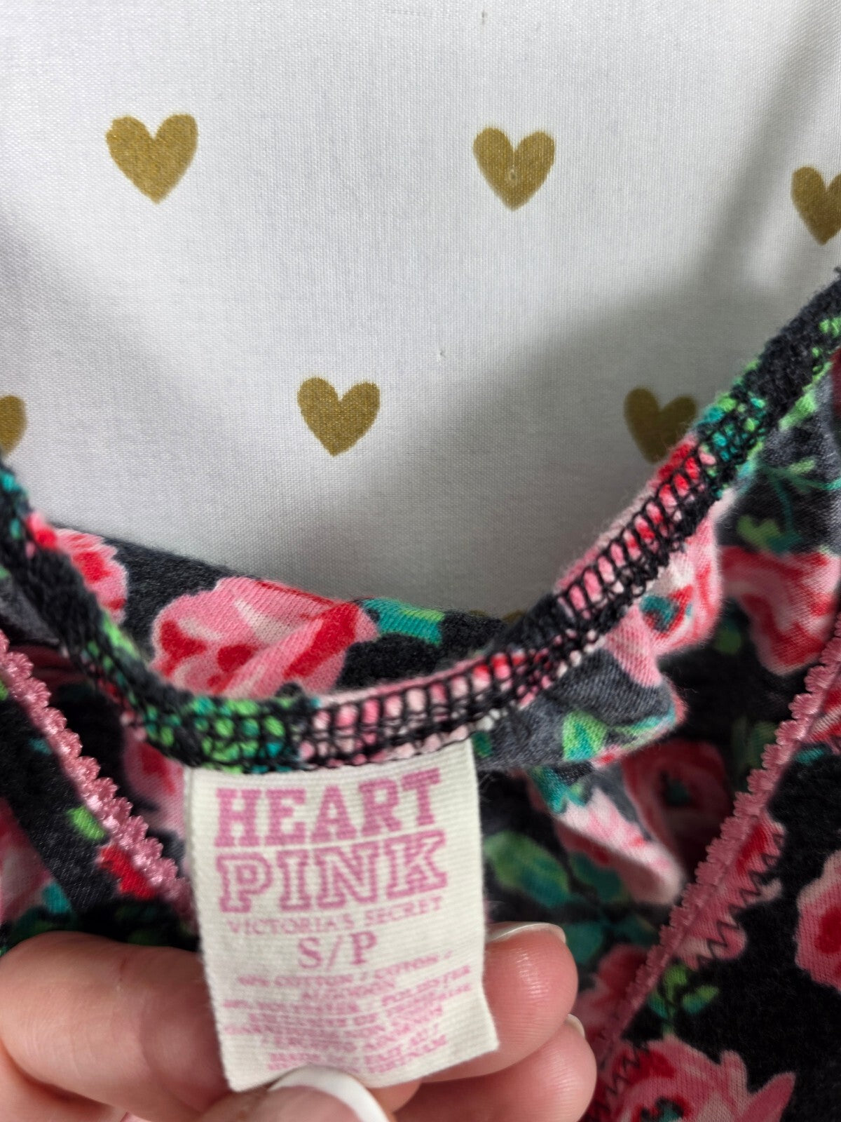 Vintage Victoria’s Secret PINK Heart PINK Floral Rose Babydoll Cami Top S/P