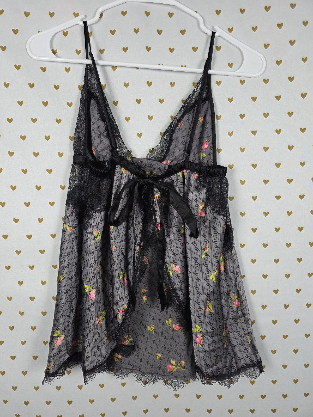 Victorias Secret Medium Satin Logo Babydoll Nightie Lingerie Lace Silky