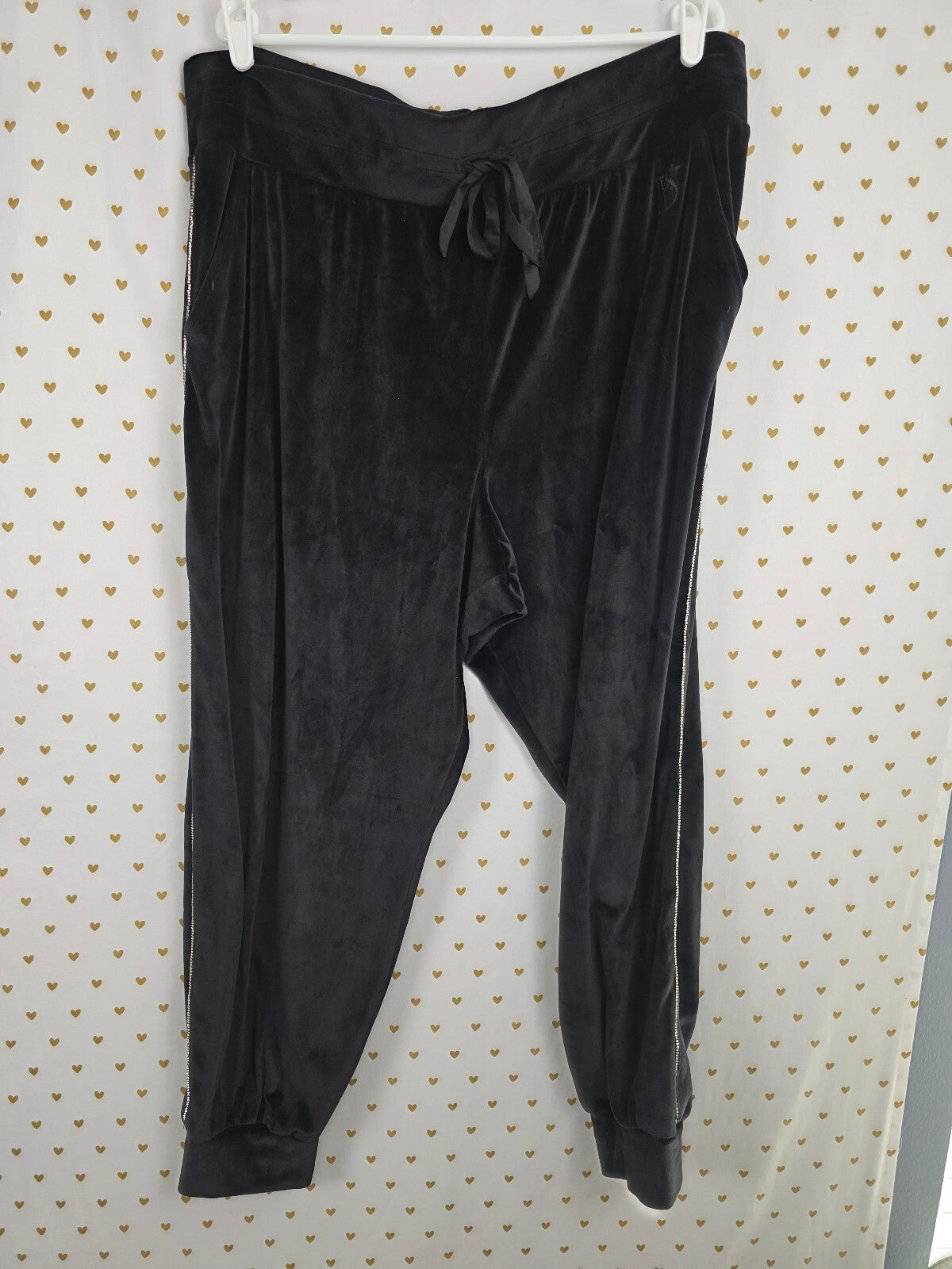 Victoria's Secret On Point Velour Tracksuit XXL Black Rhinestone BLING Set