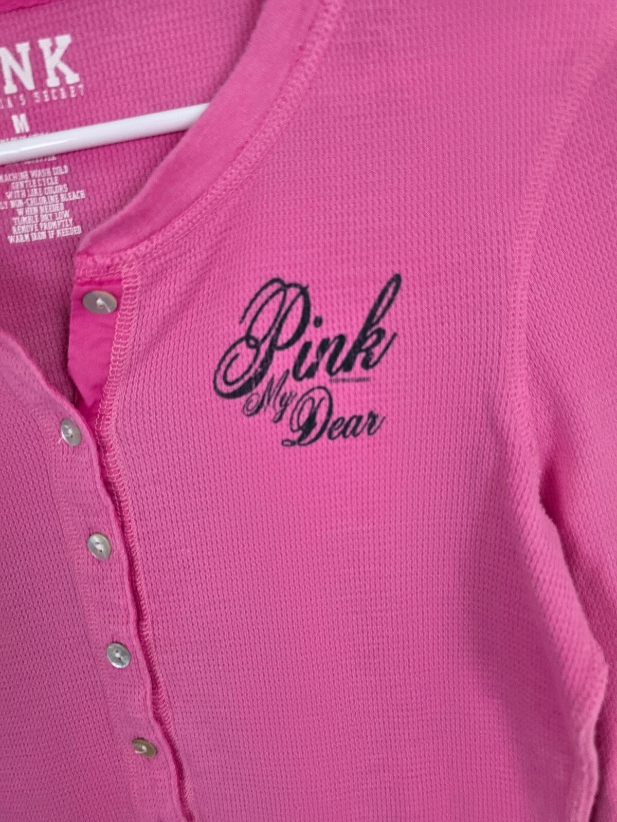 Vintage Victoria’s Secret PINK My Dear Deer Thermal Henley Shirt M Y2K