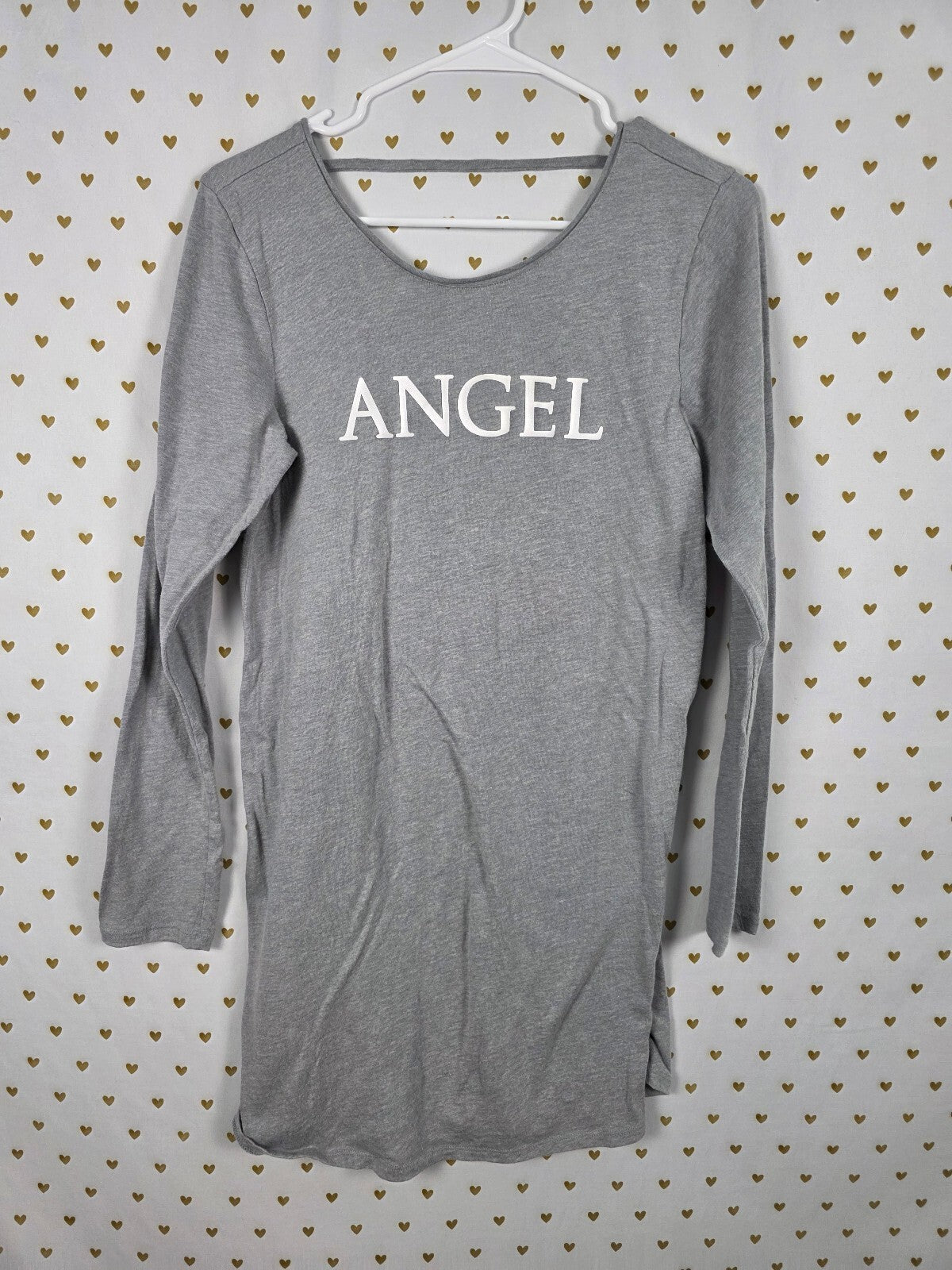 Victorias Secret Grey ANGEL Open Back Sleep Shirt Nightgown Dress PJ SMALL