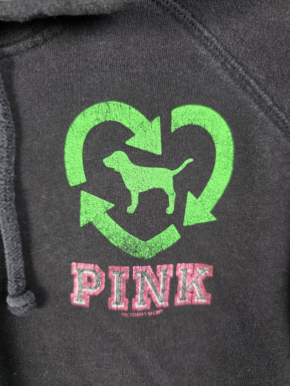 Victorias Secret Pink Vintage LOVE Recycle Y2k Hooded Sweater Jacket XS