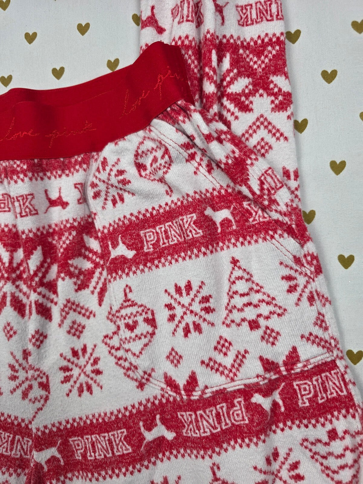 Victorias Secret Thermal Christmas Tapered Sleep Pants Pajama Red XS