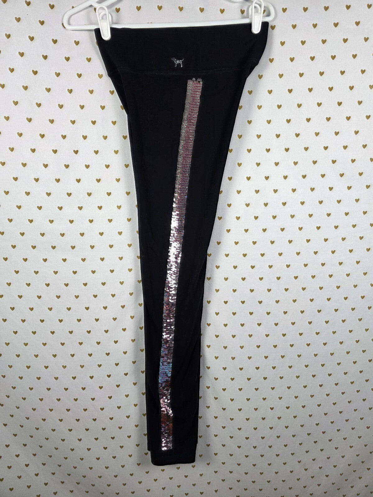 Victorias Secret PINK Bling Yoga Flip Sequin Leggings XS Striped