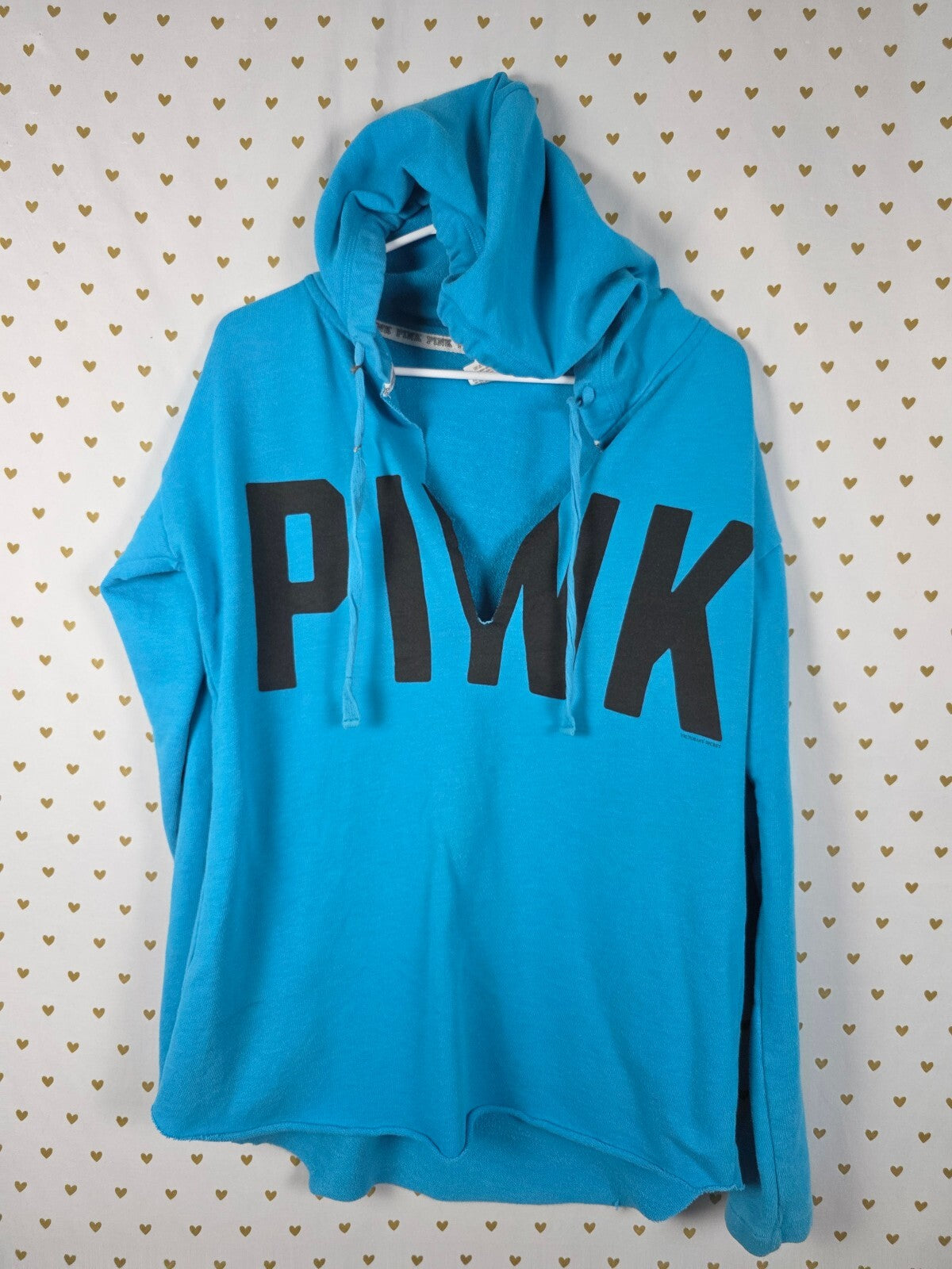 Victorias Secret Pink Vintage Pullover Blue V neck Logo Sweater Medium
