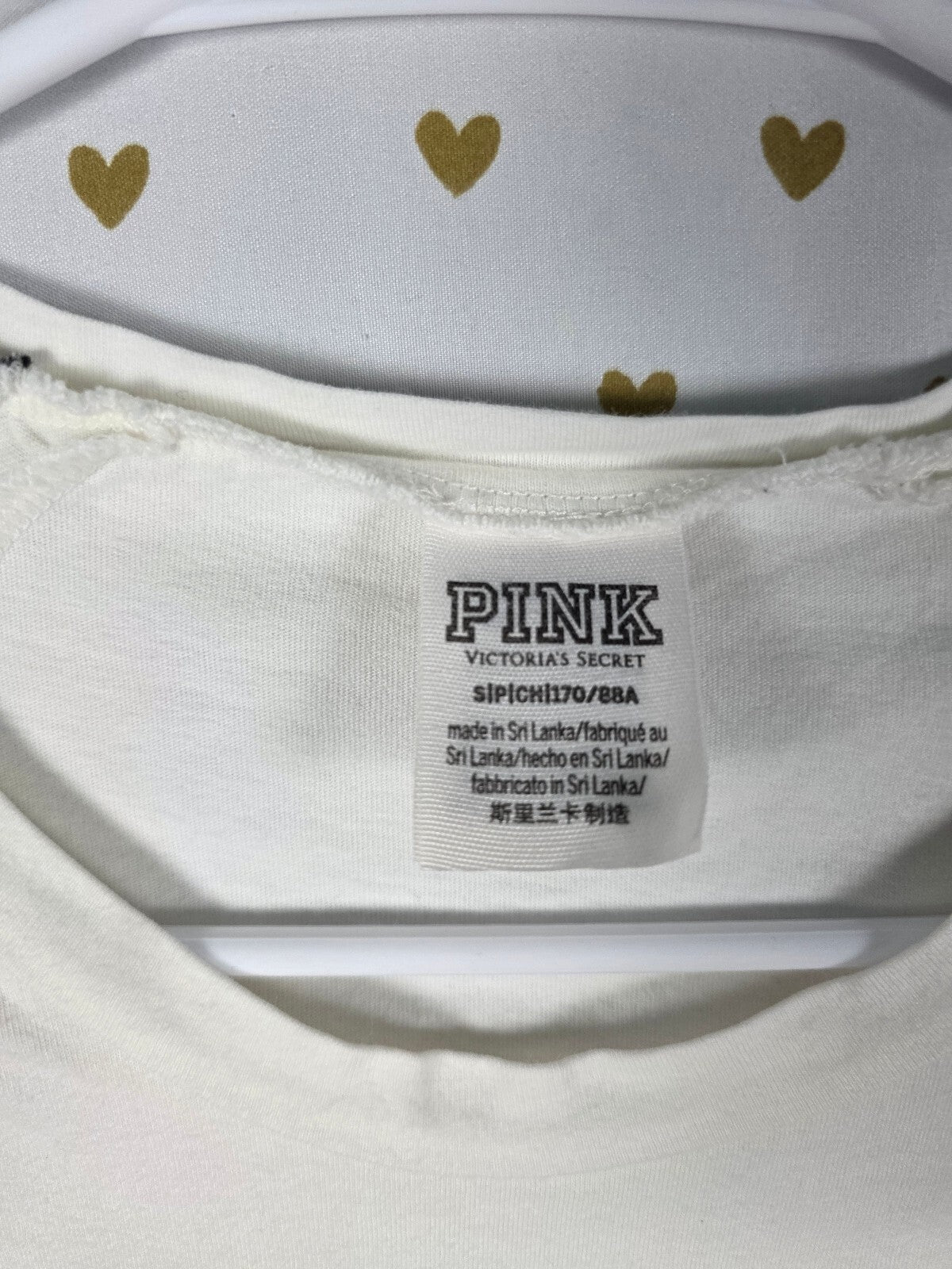 Victoria's Secret PINK Sequin Logo T Shirt Flip Rainbow Sequins White S