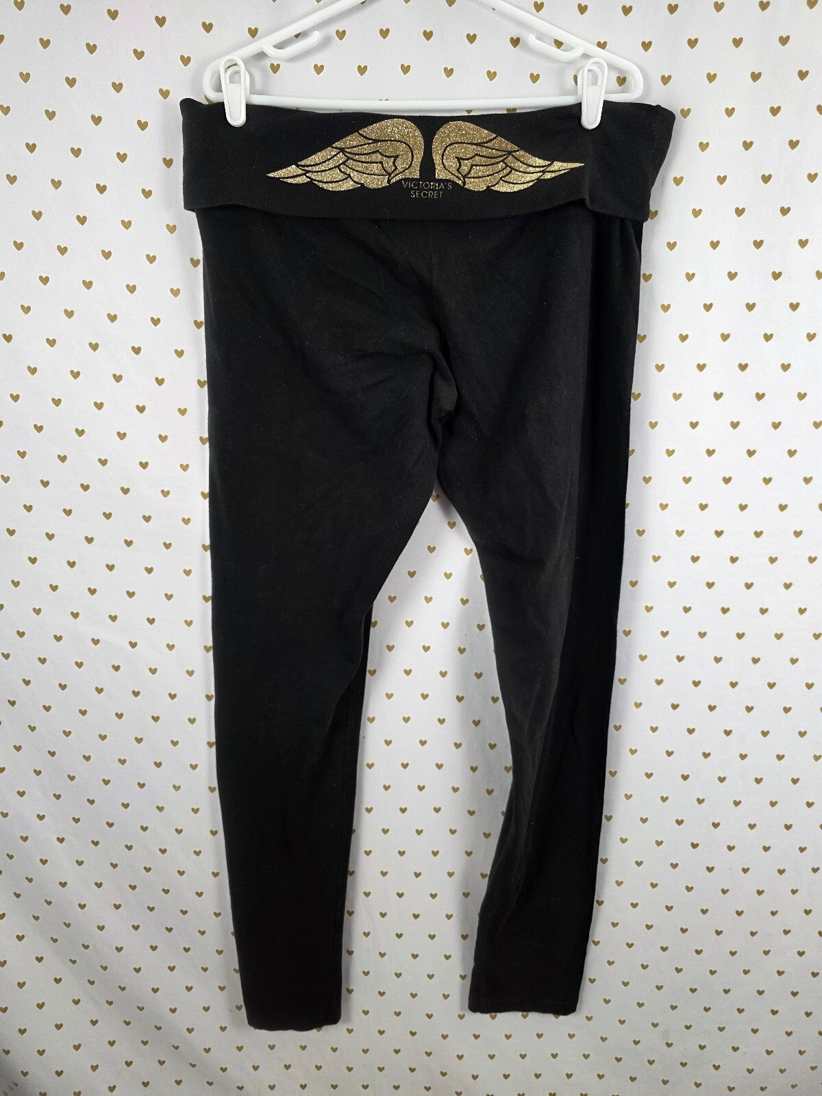 Victorias Secret Angels gold Bling Wings FOldover Yoga Pants XL LONG