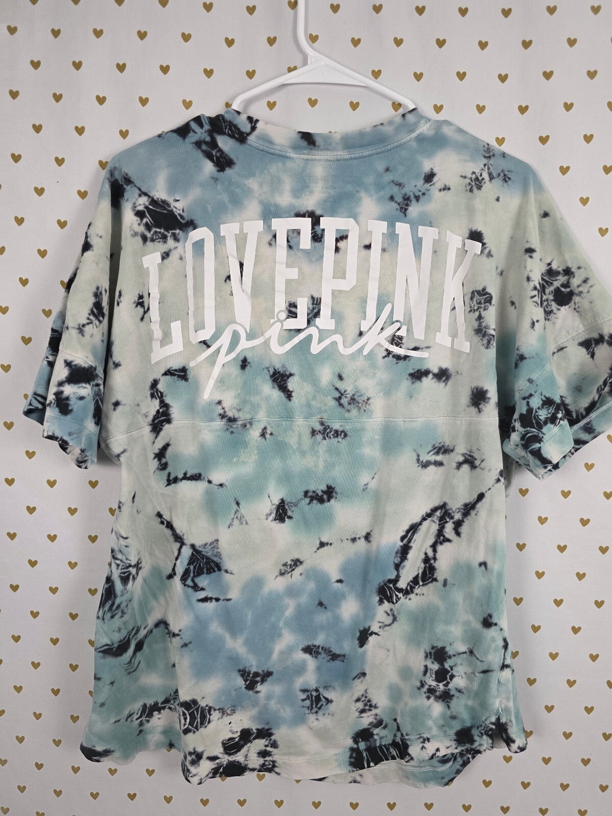Victorias Secret PINK OVersized Logo Small Tye Dye Tee shirt Small
