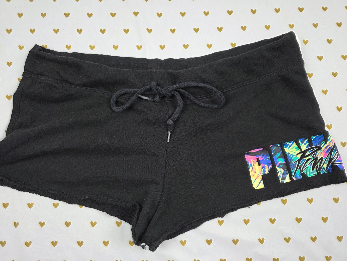Victorias Secret PINK Rainbow Logo Sweat Shorts LARGE