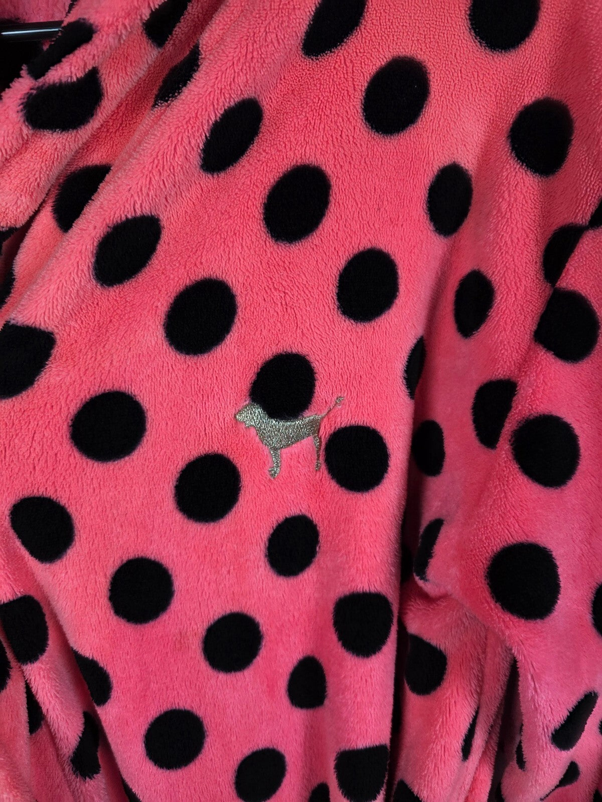 Victorias Secret PINK Fluffy Warm Polka Dot Wrap Robe Lounge Med Large
