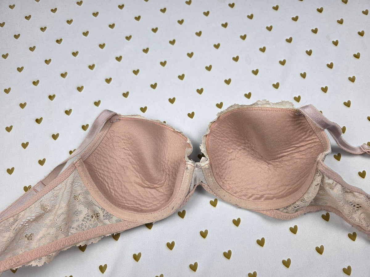 Victorias Secret Beige Lined Demi Balconette Bra 36B
