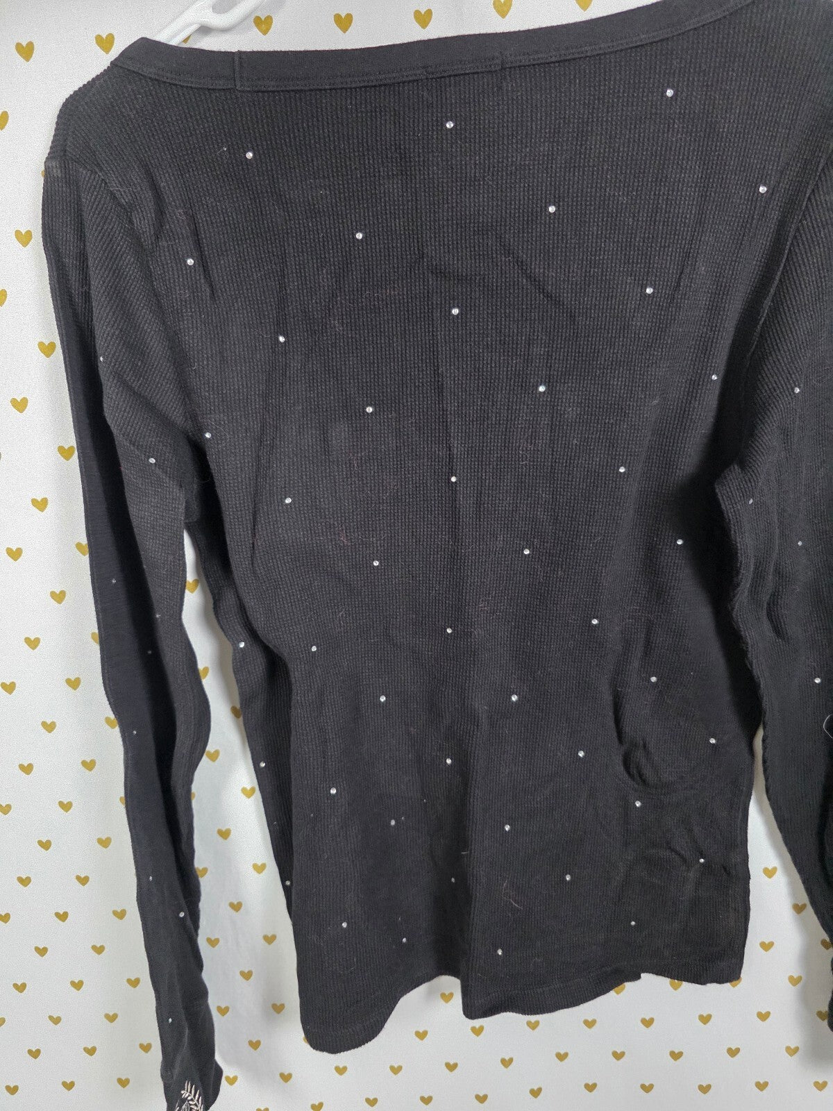 Victorias Secret PINK BLING Waffle Thermal Rhinestone Long Sleeve Shirt XL