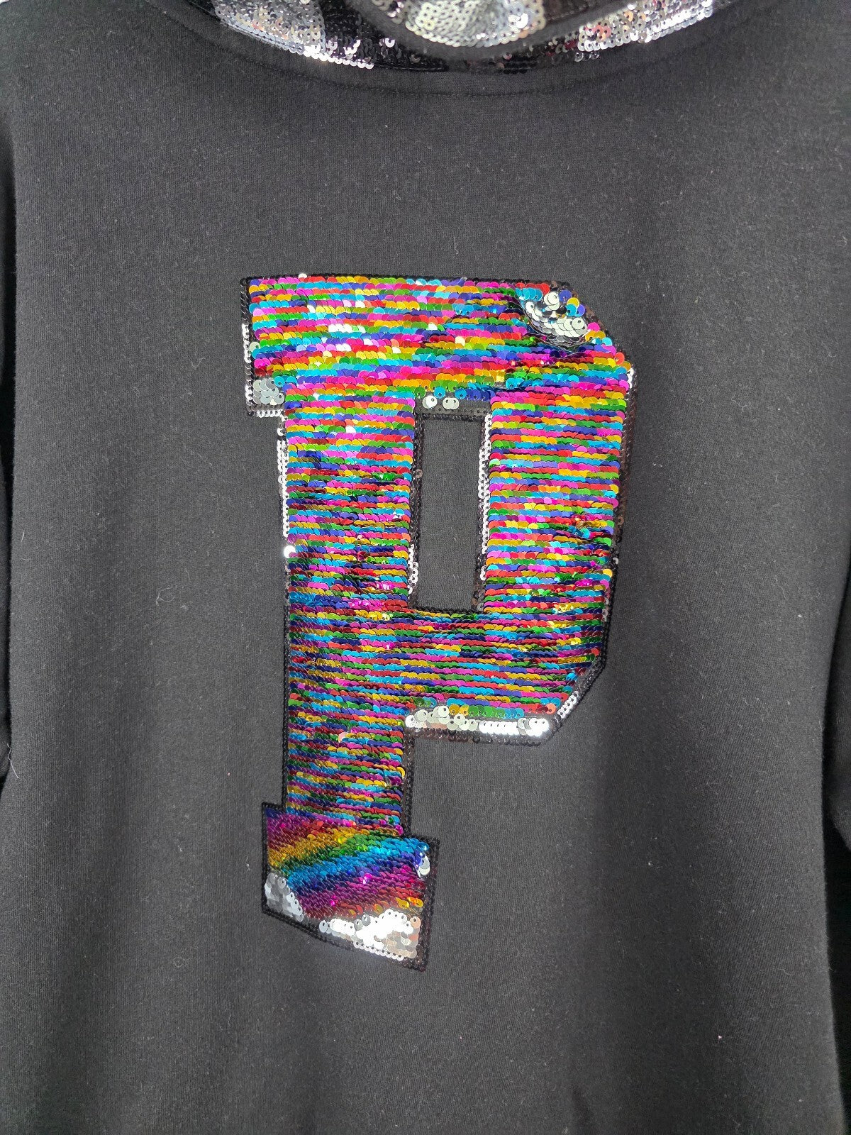 RARE Victoria's Secret PINK MEGA BLING Sequin Checkerboard Hoodie Dog M Rainbow