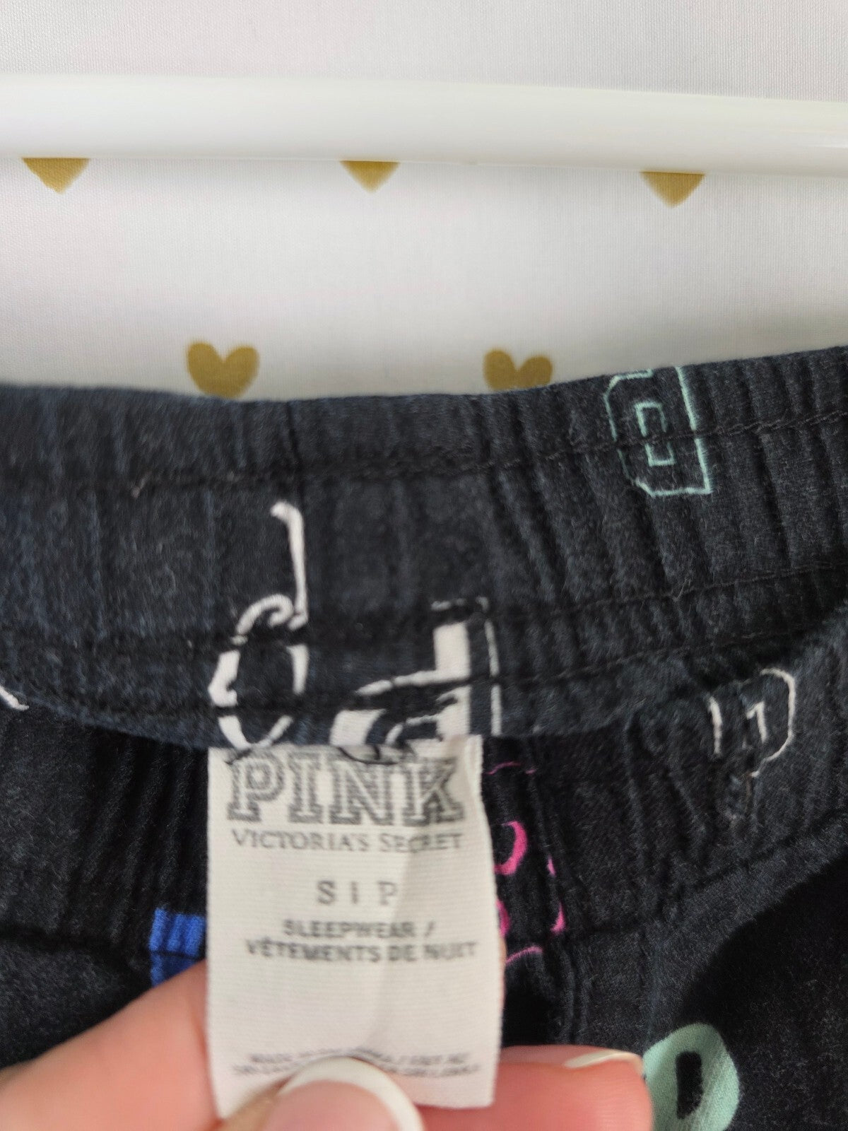 Victorias Secret Pink Logo Black comfy Small Sleep Pants Pajama PJ Bottoms