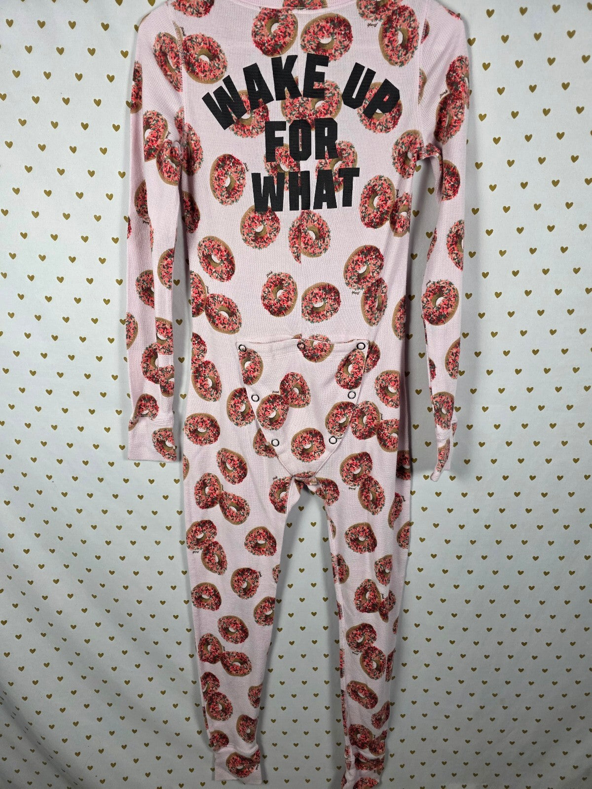 Victoria's Secret PINK Donut Thermal Union Suit Pajamas Wake Up For What S