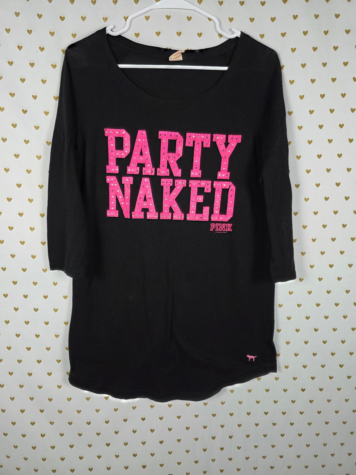 Victoria's Secret PINK Party Naked BLING Rhinestone Nightgown Small