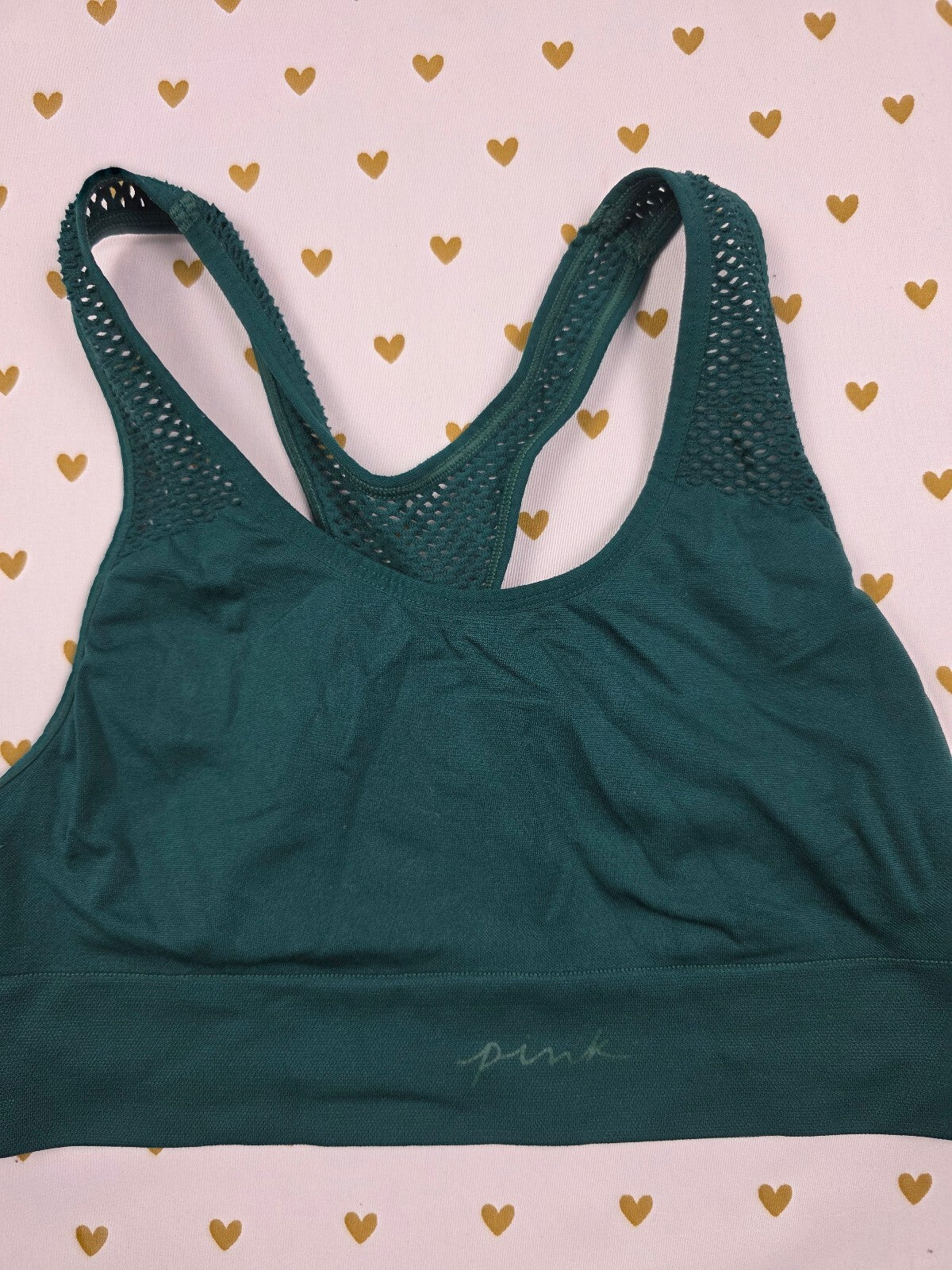 Victorias Secret Pink Active Green Sports bra SMALL Bralette Bra Top Tank