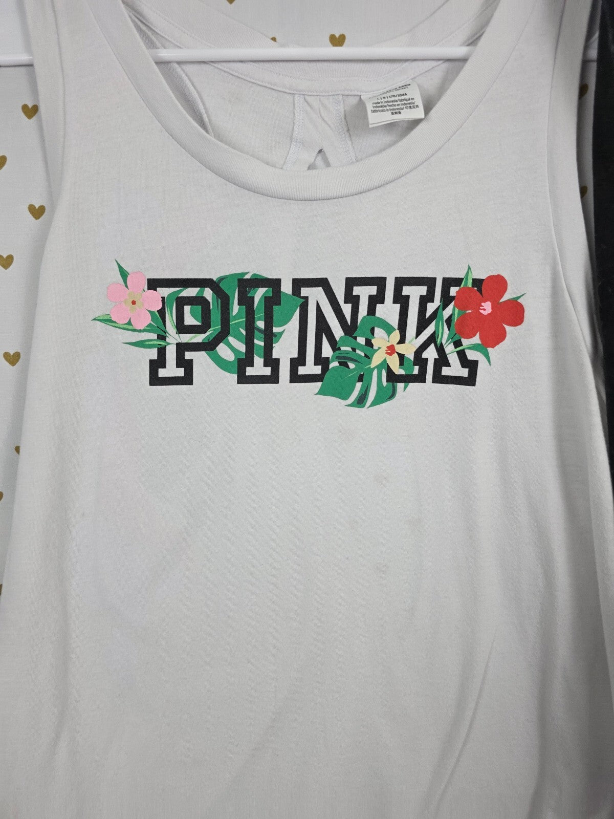 Victorias Secret PINK Vintage Hawaiian Open Back Tank Yoga Pants SET Outfit L