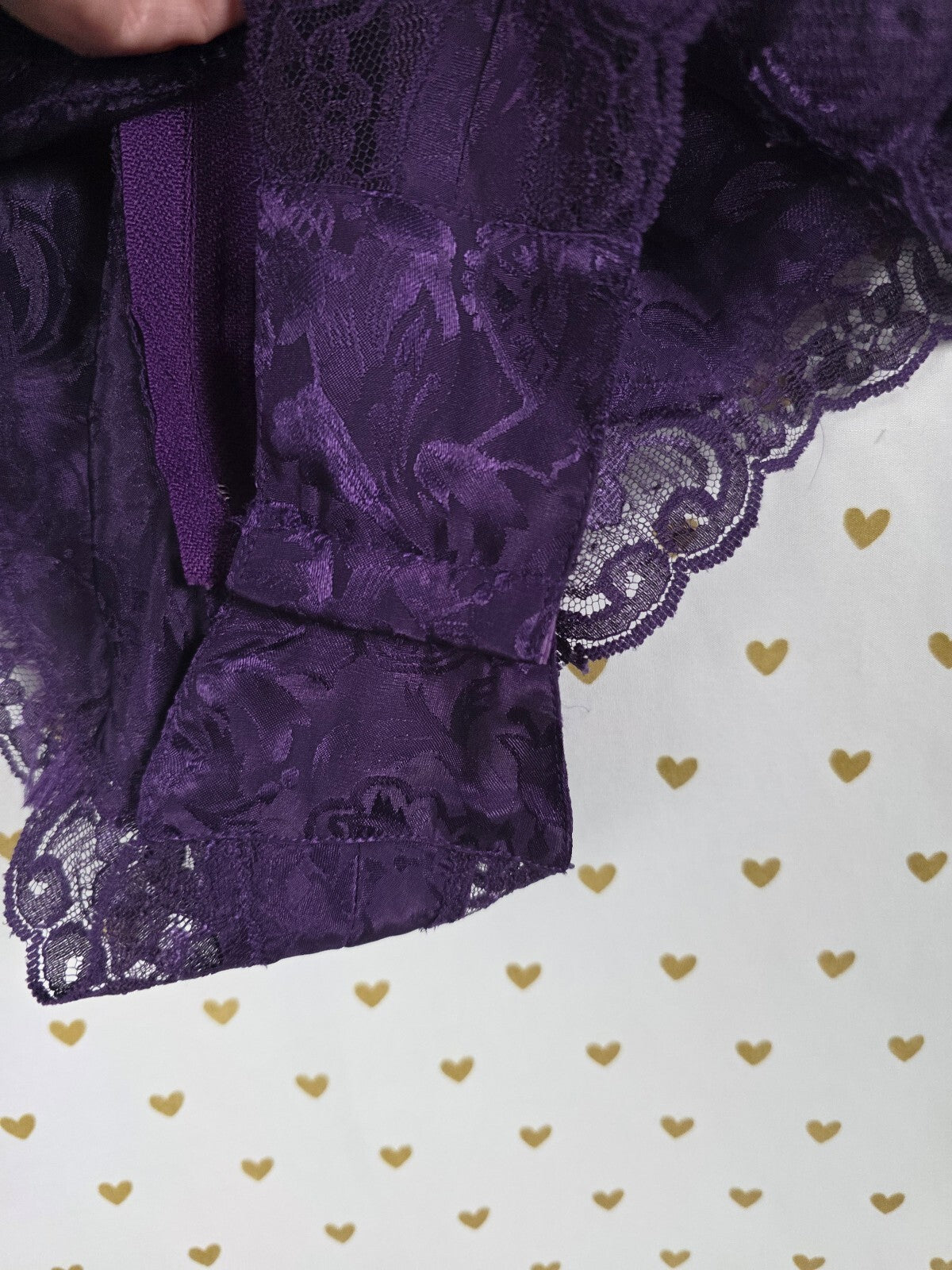 Vintage Victoria's Secret Gold Label Purple Jacquard Teddy Bodysuit S Bows