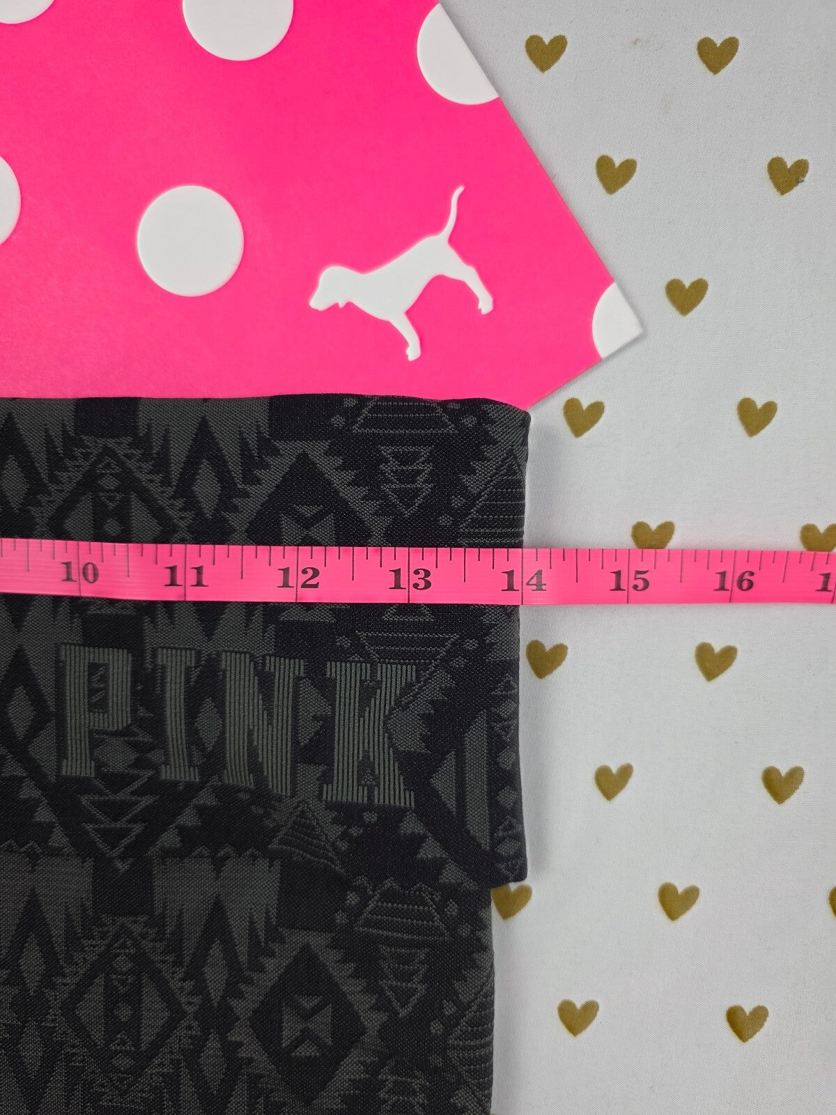 Victoria's Secret PINK Foldover Yoga Shorts Black Gray Aztec Tribal Vintage Med