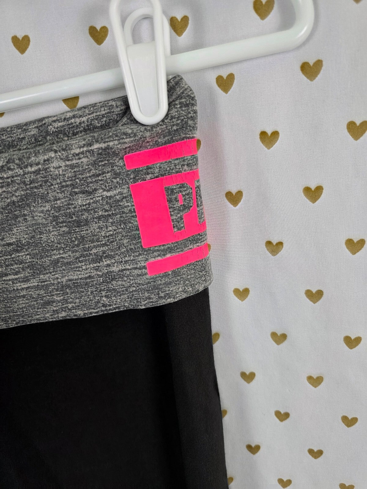 Victorias Secret PINK Vintage Neon Logo Foldover Yoga Pants skinny Small