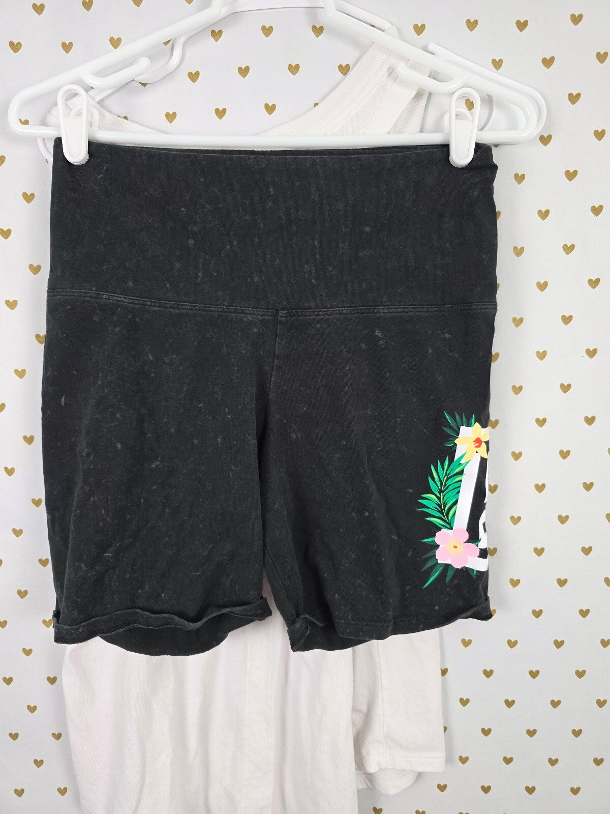 Victorias Secret PINK Hawaiian Floral Hibiscus Set Tank Top Bike Shorts Medium