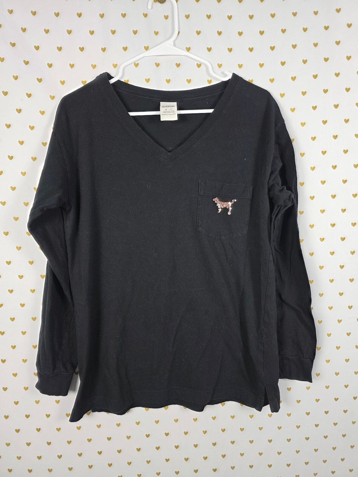 Victorias Secret PINK Bling Cheetah Leopard Long Sleeve Sequined Tee shirt XS