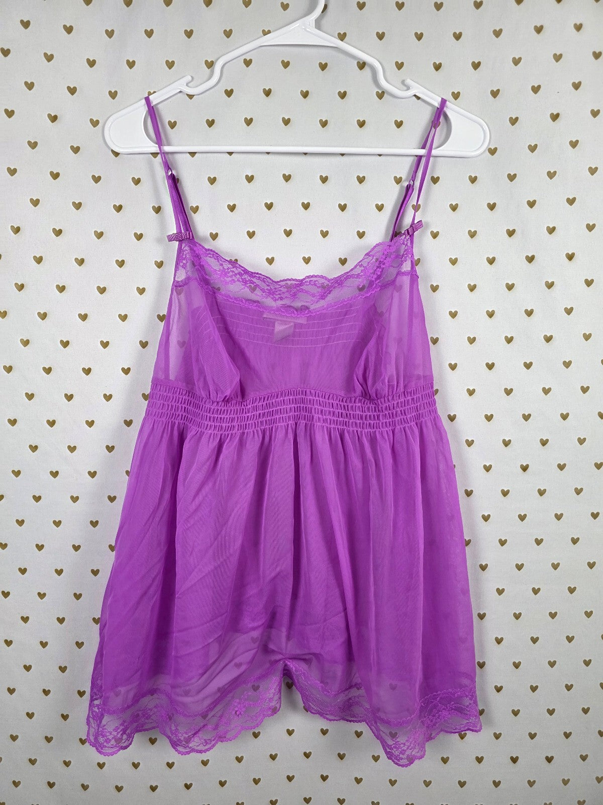 Victorias Secret Purple Sheer Flowy Babydoll Nightie Dress Lingerie XL
