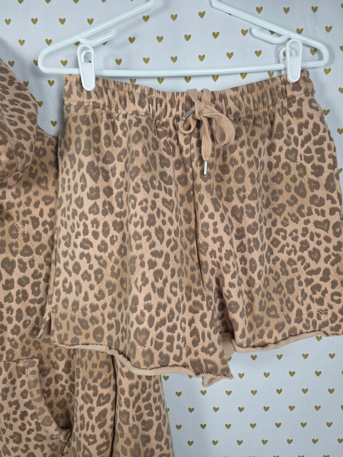 Victoria’s Secret PINK Leopard Cheetah Hoodie Shorts Set Large L Y2K
