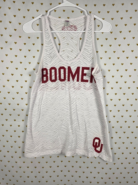 PINK Victoria's Secret Oklahoma Sooners Racerback Tank Top Zebra Print L