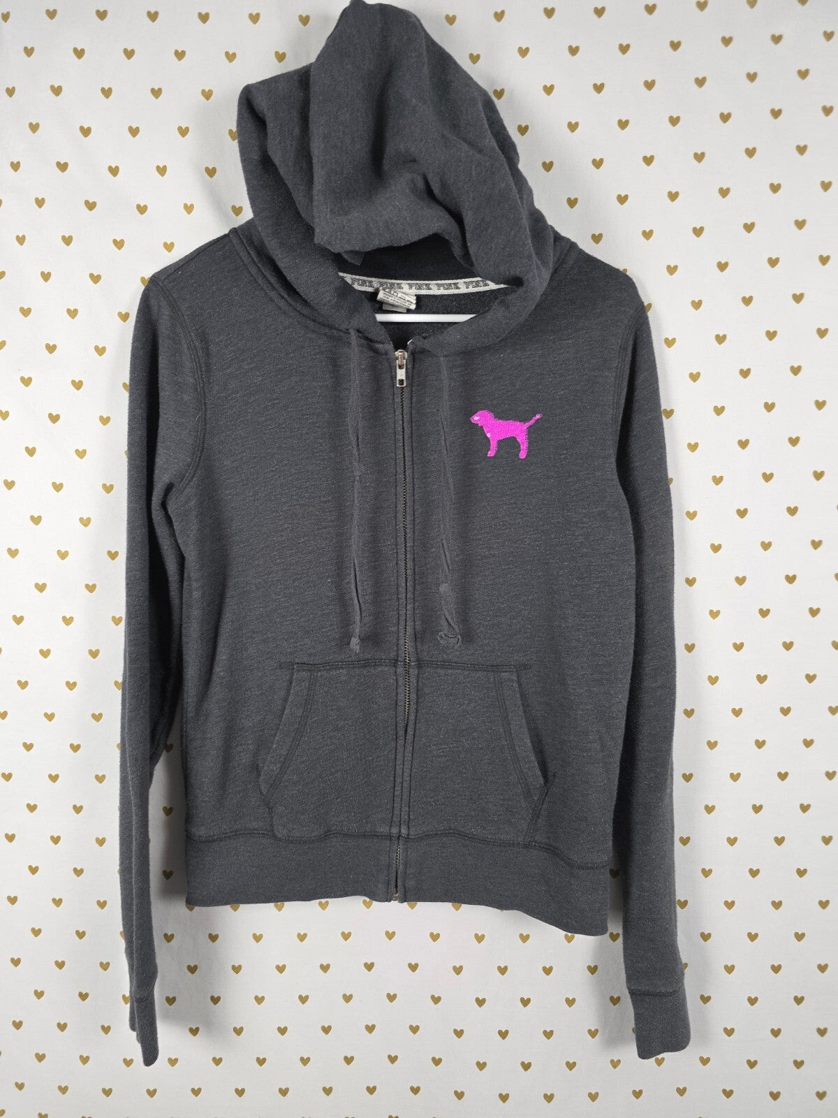 Victorias Secret Pink BLING PURPLE SEQUIN Full Zip Hoodie Jacket XS Grey