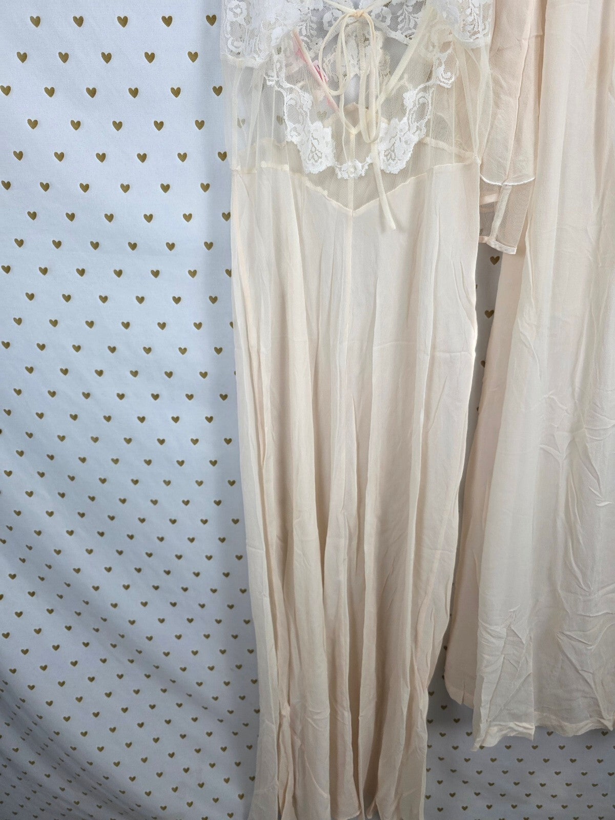 Vintage 2000 Victoria’s Secret 100% Silk Nightgown Robe Set Lace Beaded M/L