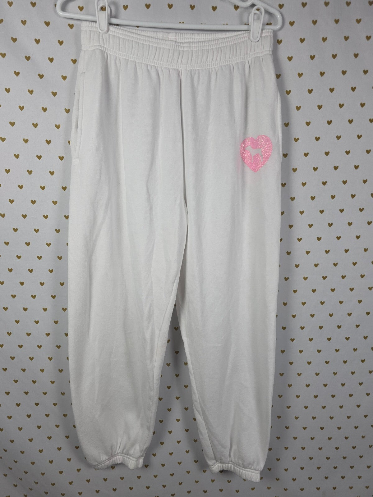 Victorias Secret PINK CAMPUS ORIGINALS Logo butt Glitter Sweats White  MED