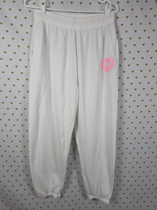 Victorias Secret PINK CAMPUS ORIGINALS Logo butt Glitter Sweats White  MED