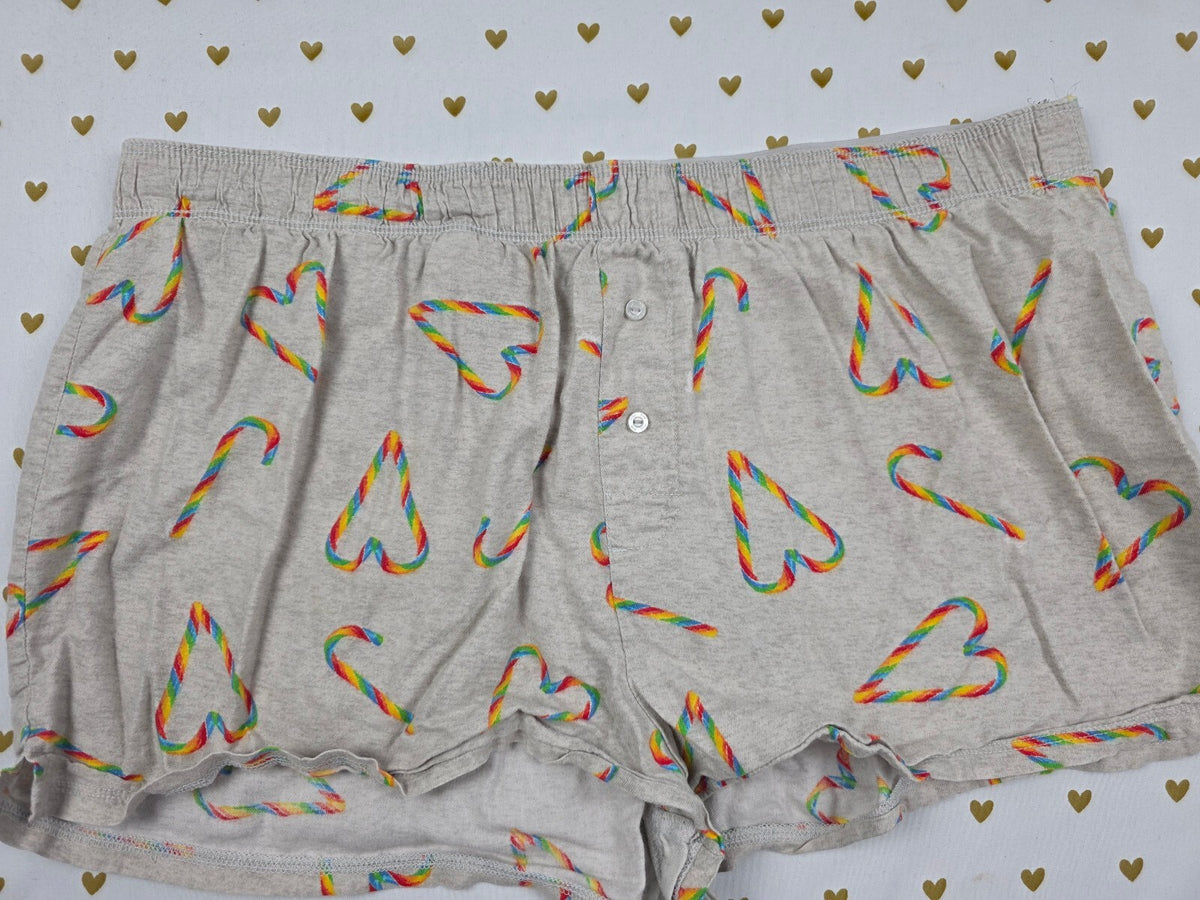 Victorias Secret PINK Rainbow Heart Large Sleep Shorts Boxers Pajama Bottoms