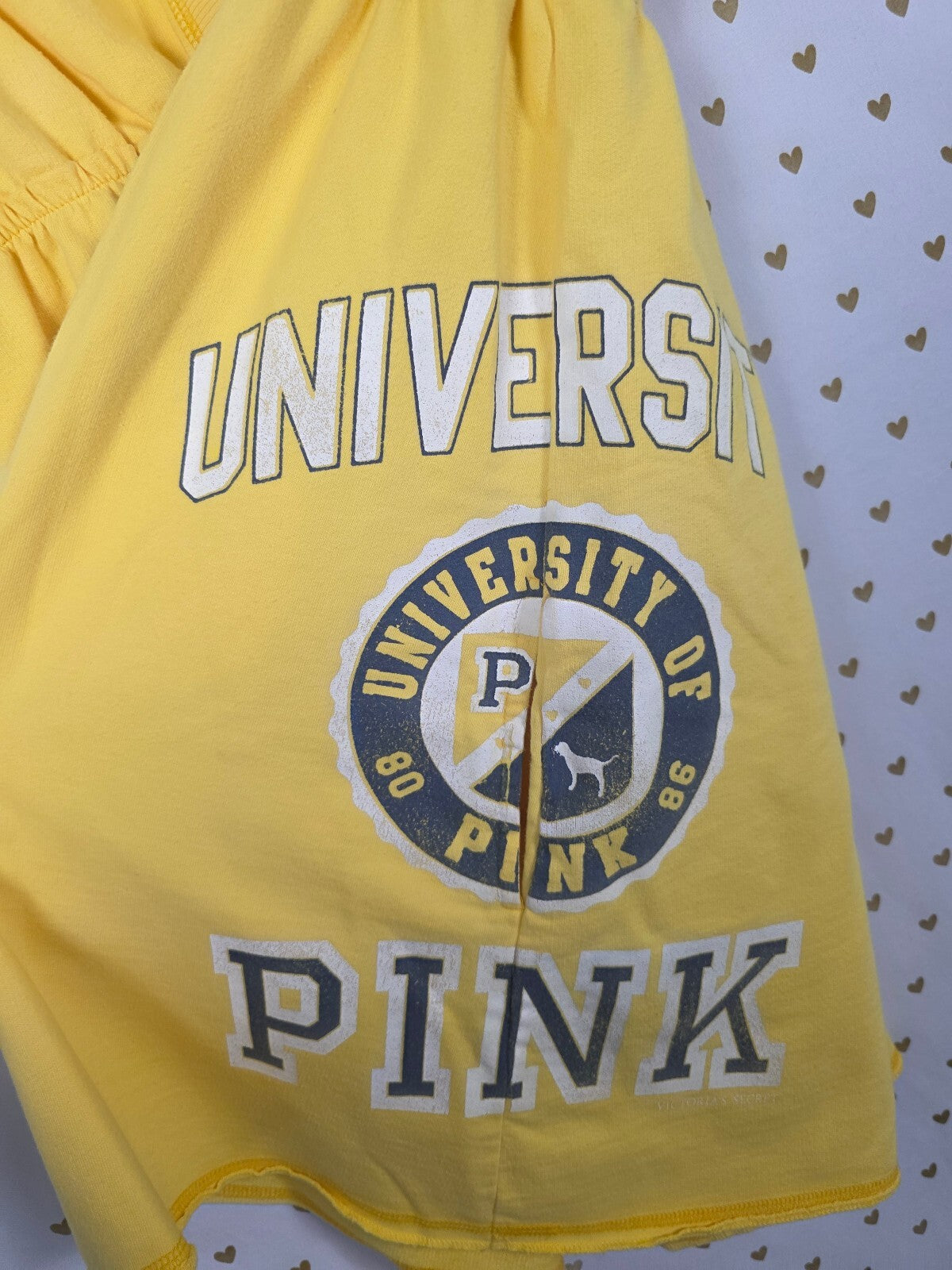 Victorias Secret PINK Terry UNIVERSITY Vintage HTF Dress V Neck yellow M