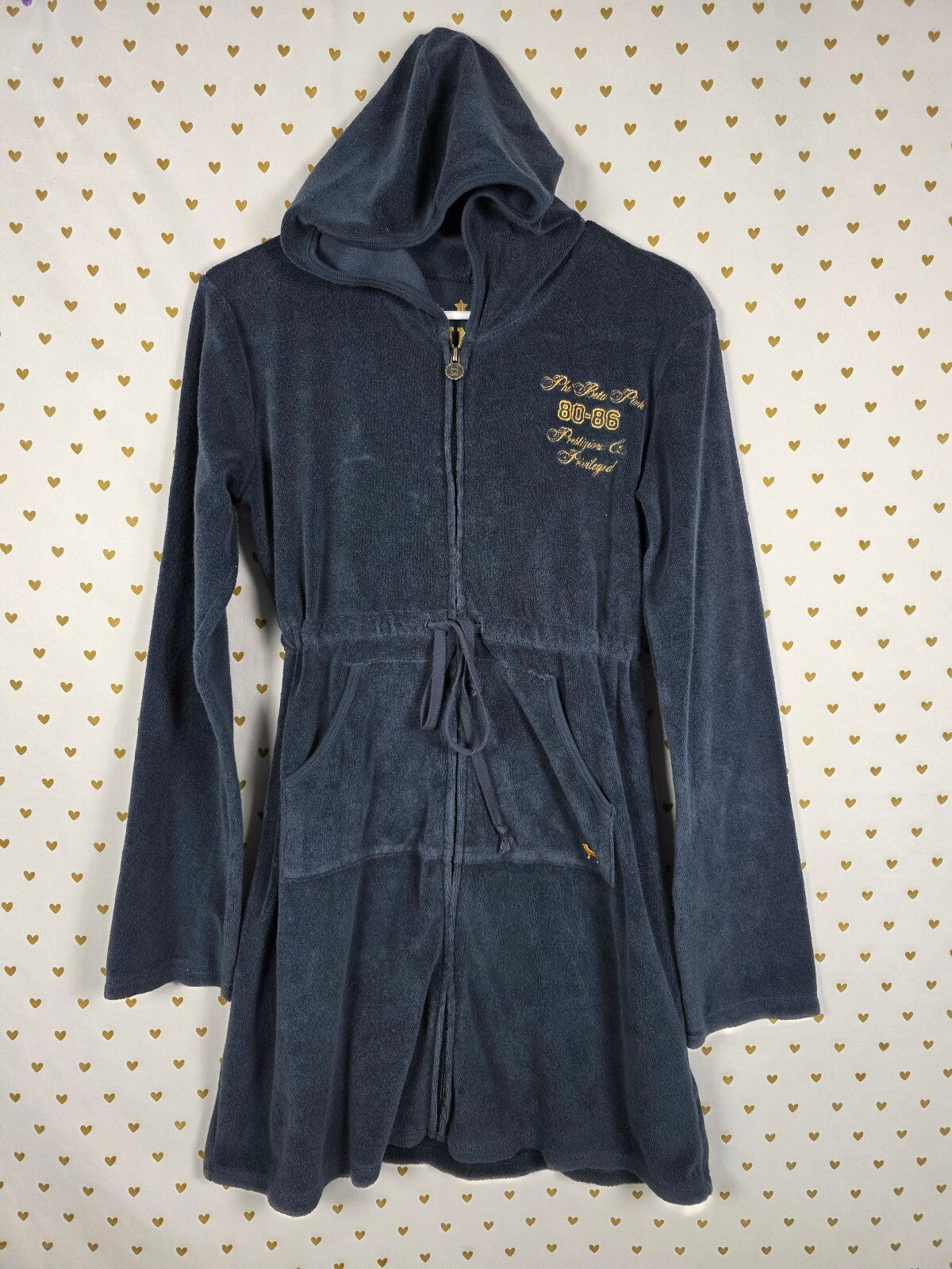 Victoria's Secret PINK Terry Cloth Hooded Tunic Cover Up Dress Large Y2K Vintage