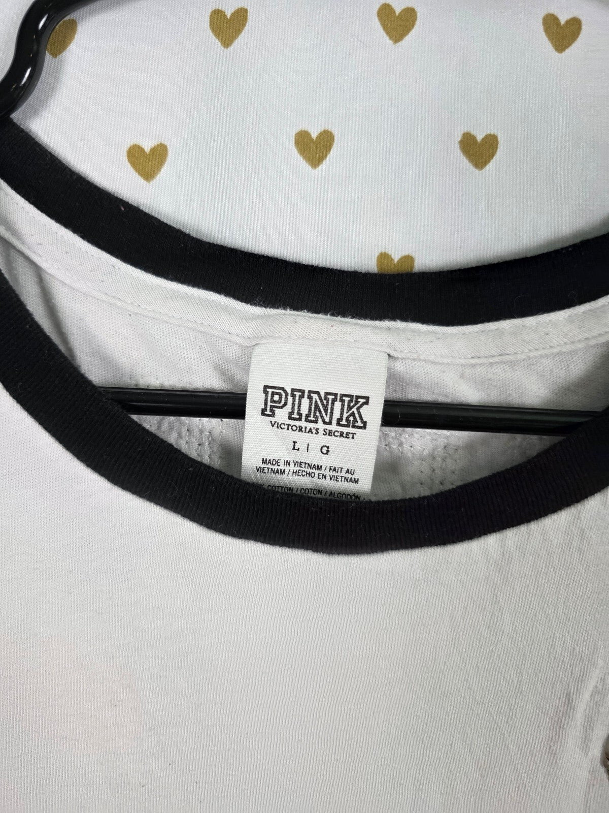 Victorias Secret PINK Bling Colorblock Quarter Sleeve Tee shirt Large