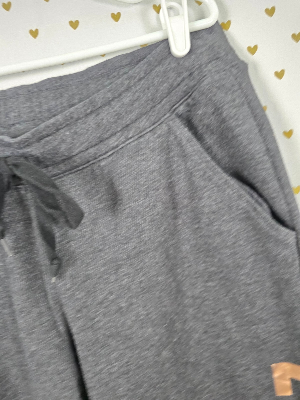 Victorias Secret PINK XL Rose Gold Logo Tapered Joggers Sweats Grey